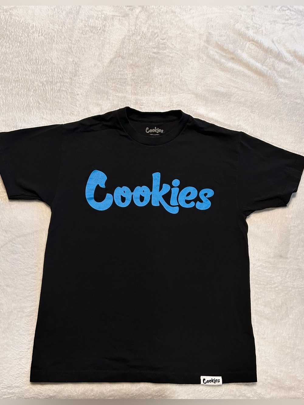 Cookies Men’s Black Short Sleeve Tee with Blue Logo
